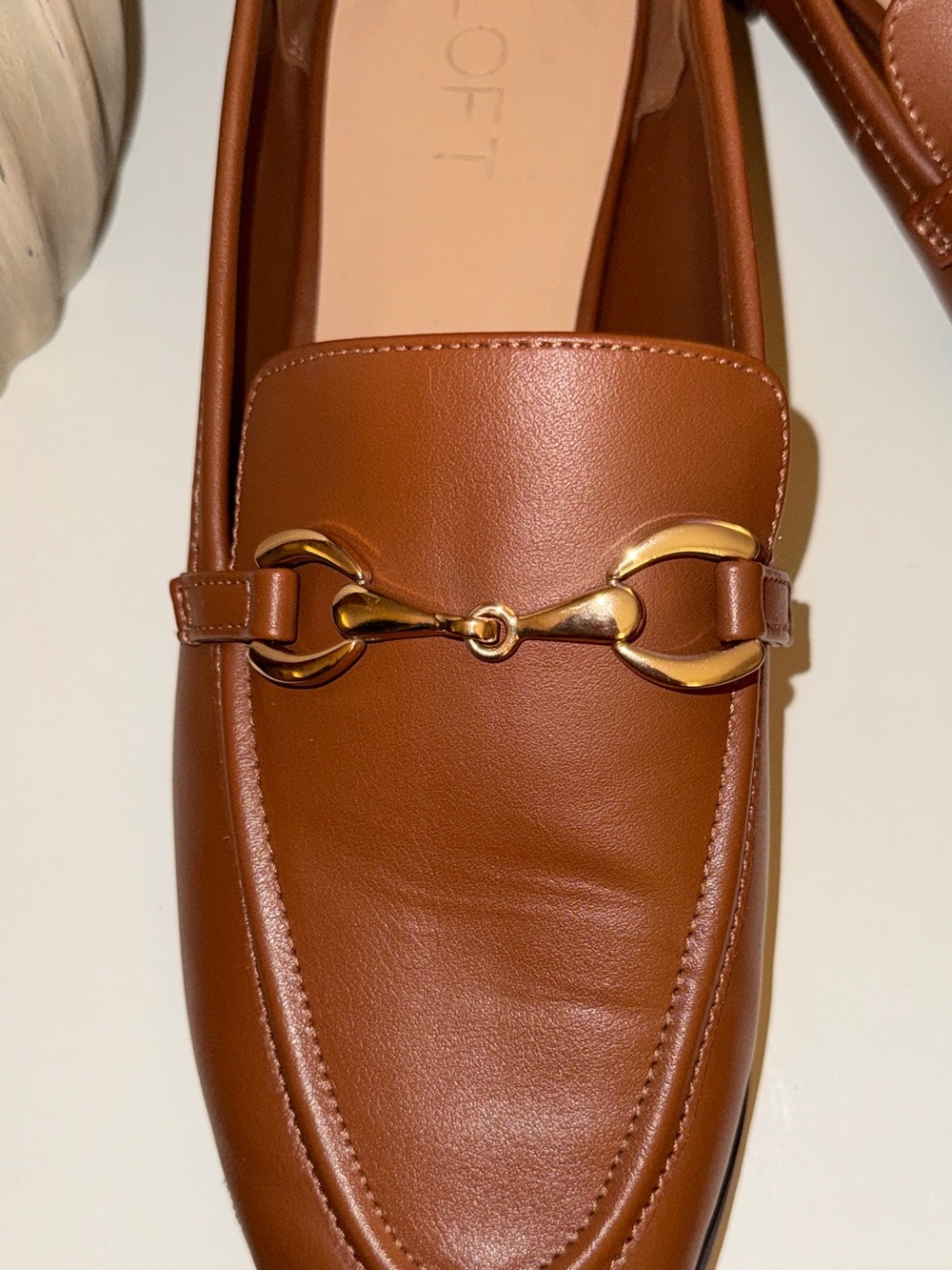 LOFT Brown Leather Bit Loafers with Gold Hardware - Picture 3 of 7